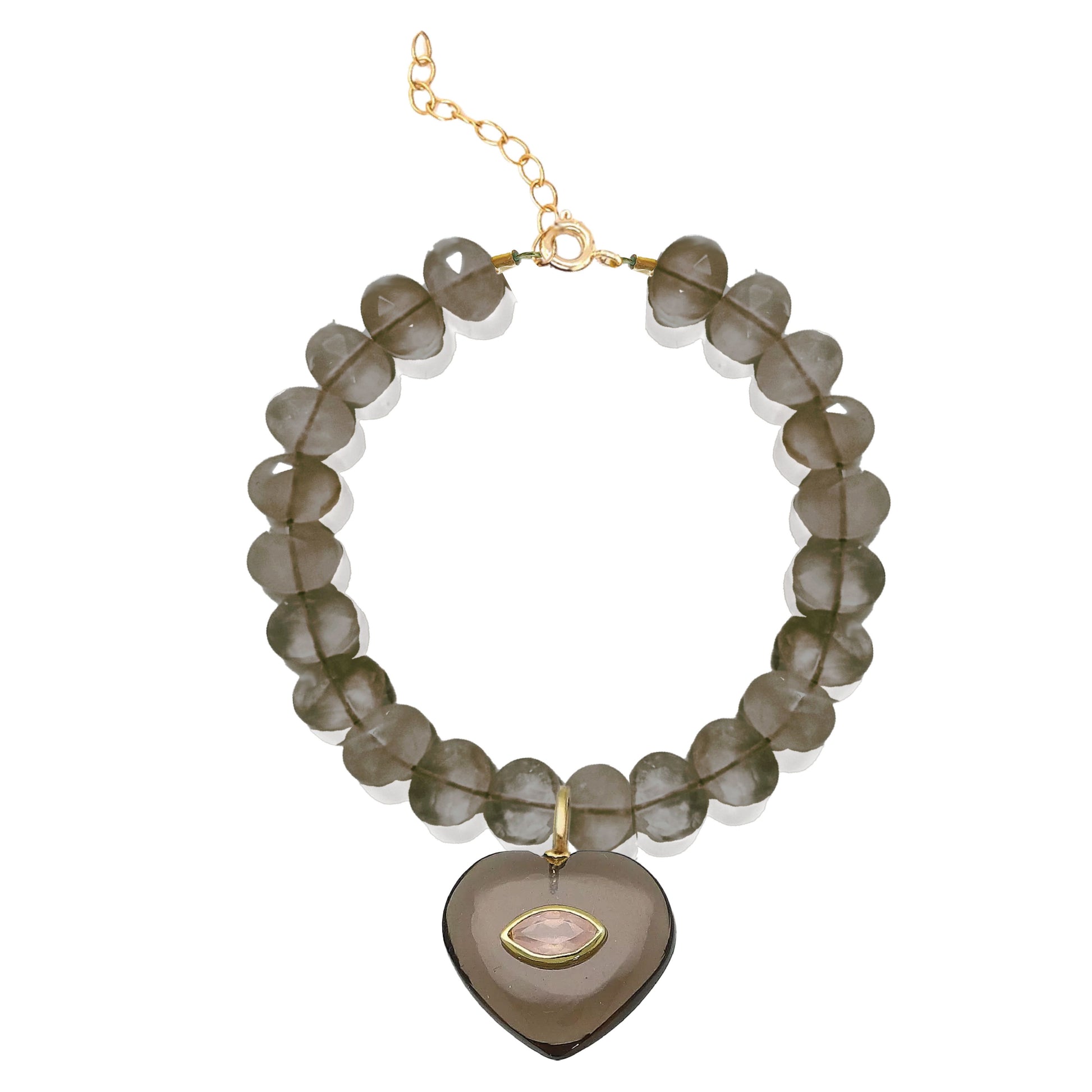 Lovespell Heart Bracelet - I need more love and balance in my life - Smoky Quartz + Rose Quartz Bracelet Robyn Canady Smoky Quartz