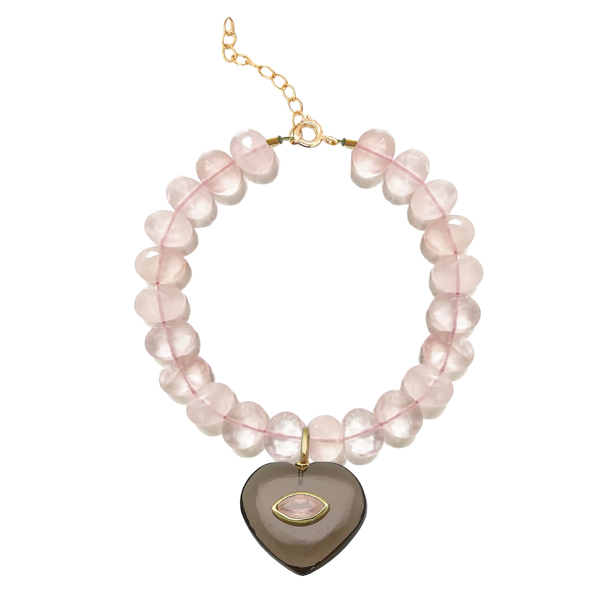 Lovespell Heart Bracelet - I need more love and balance in my life - Smoky Quartz + Rose Quartz Bracelet Robyn Canady Rose Quartz