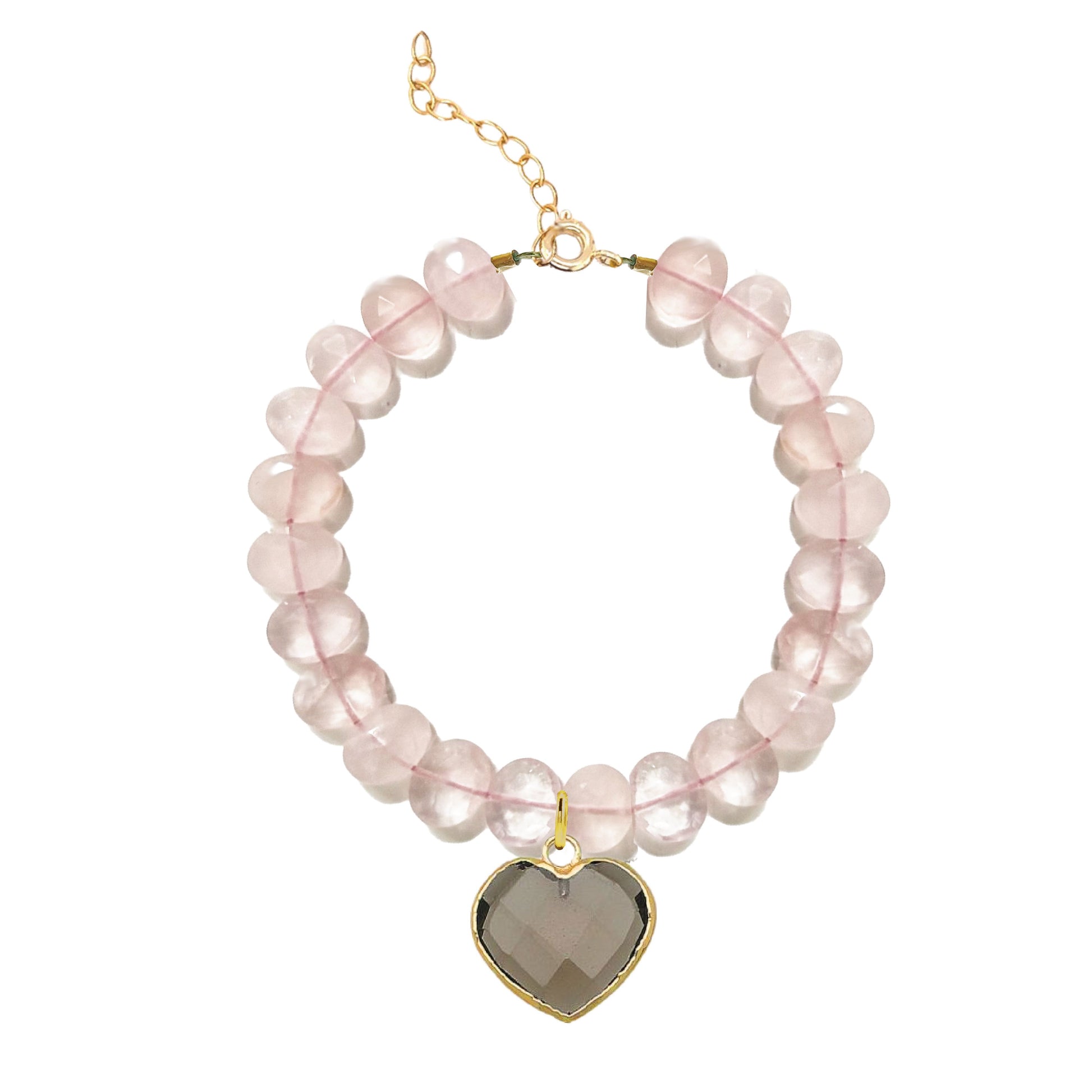 LoveSpell Heart Bracelet - I need more calm in my life - Smoky Quartz Bracelet Robyn Canady Rose Quartz