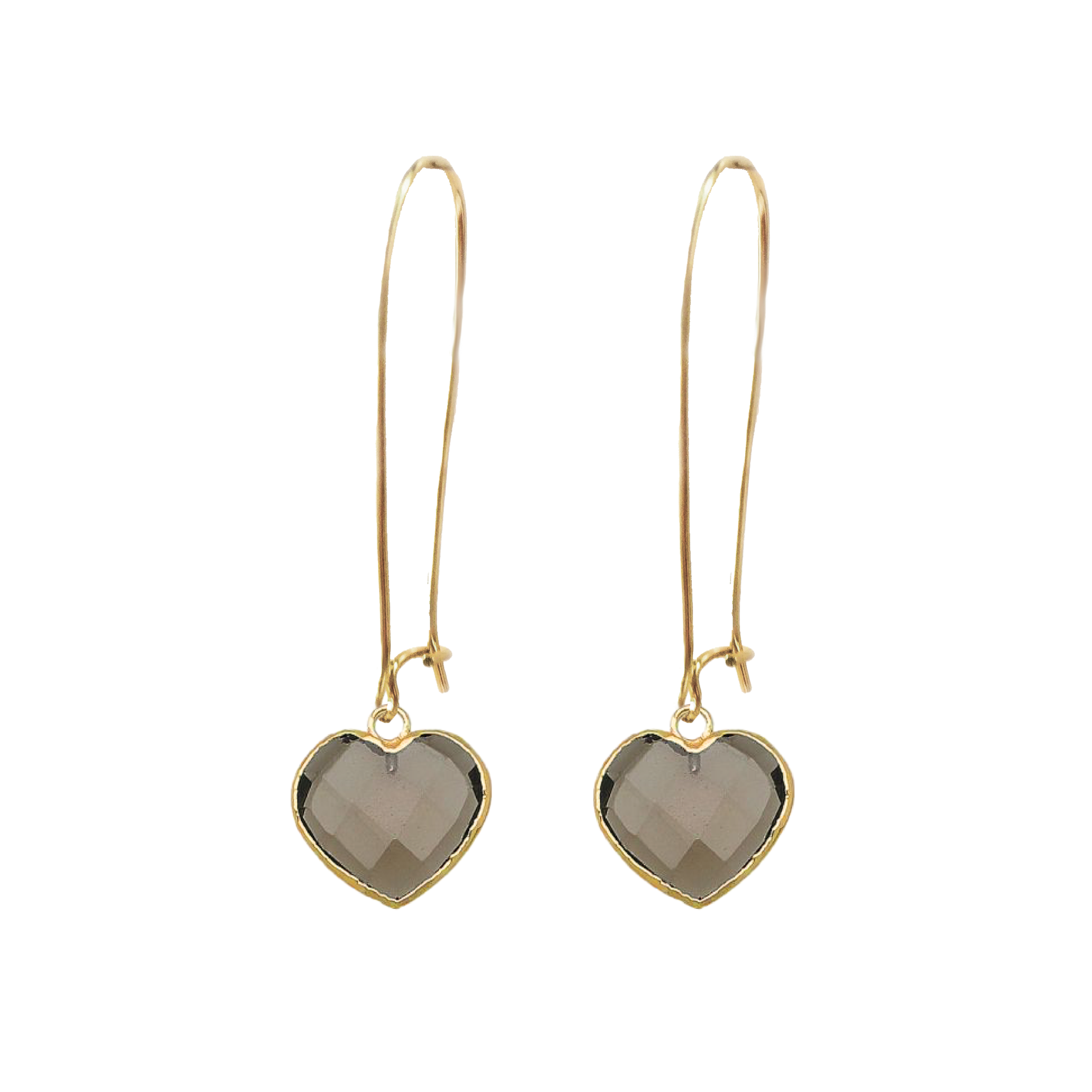 LoveSpell Long Tiny Heart Earrings - I need more calm in my life - Smoky Quartz Earrings Robyn Canady