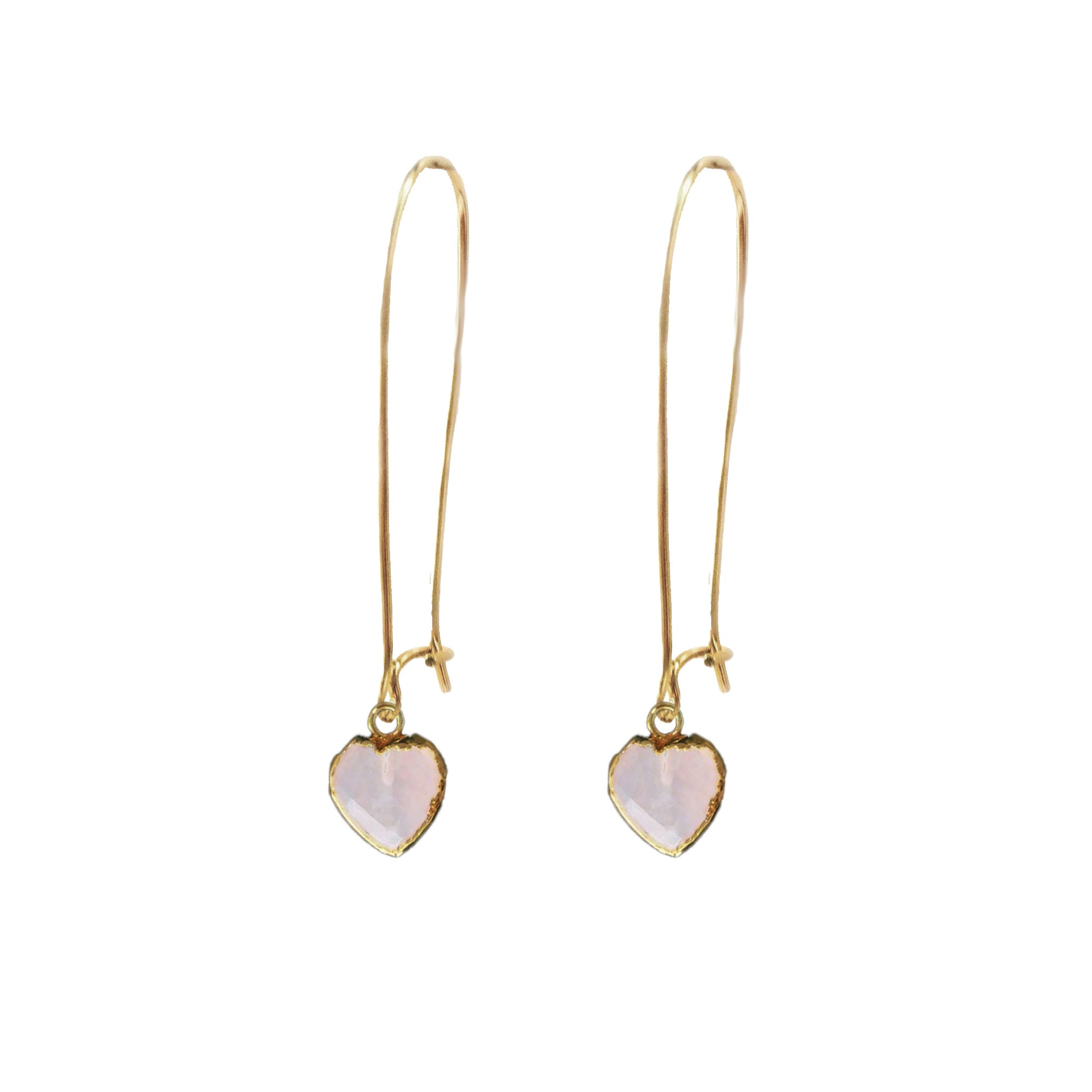 LoveSpell Long Tiny Heart Earrings - I need more love in my life - Rose Quartz Earrings Robyn Canady