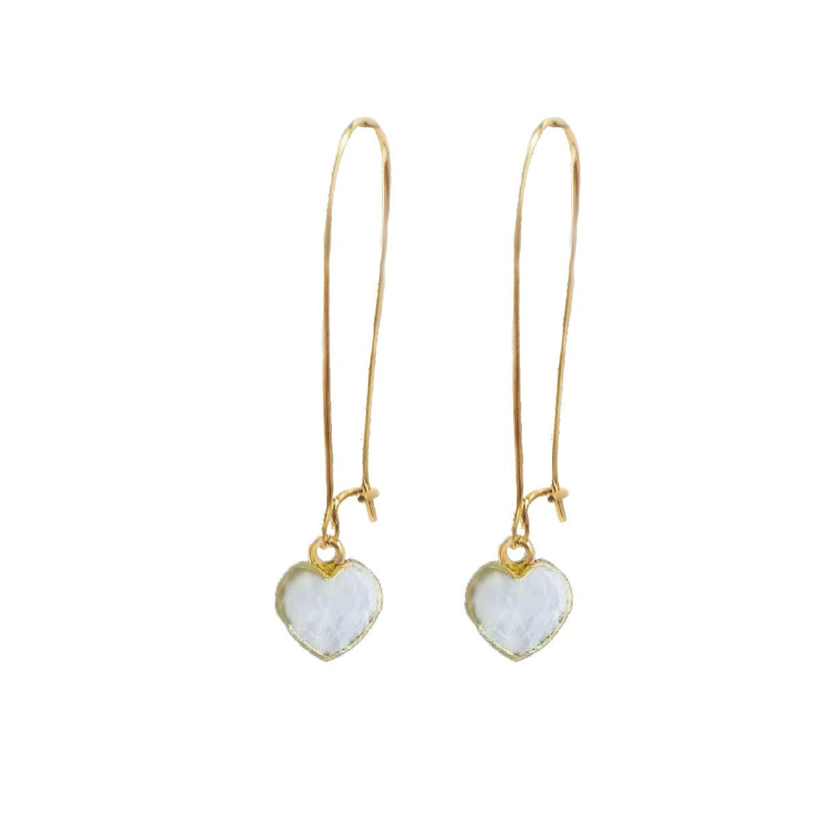 LoveSpell Long Tiny Heart Earrings - I need more Hope in my life - Moonstone Earrings Robyn Canady