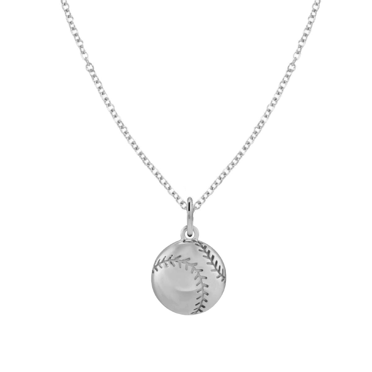 For the Softball Lover - Tiny Softball Charm Necklace - Dainty FIne Jewelry Necklace Robyn Canady Sterling Silver Sterling Silver