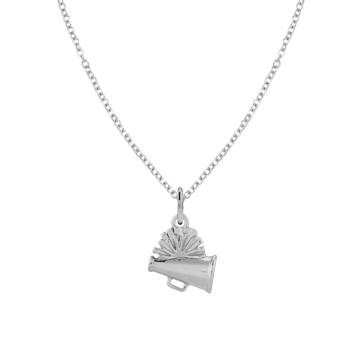 For the Cheerleader - Tiny Megaphone and Pom Charm Necklace - Dainty FIne Jewelry Necklace Robyn Canady Sterling Silver Sterling Silver