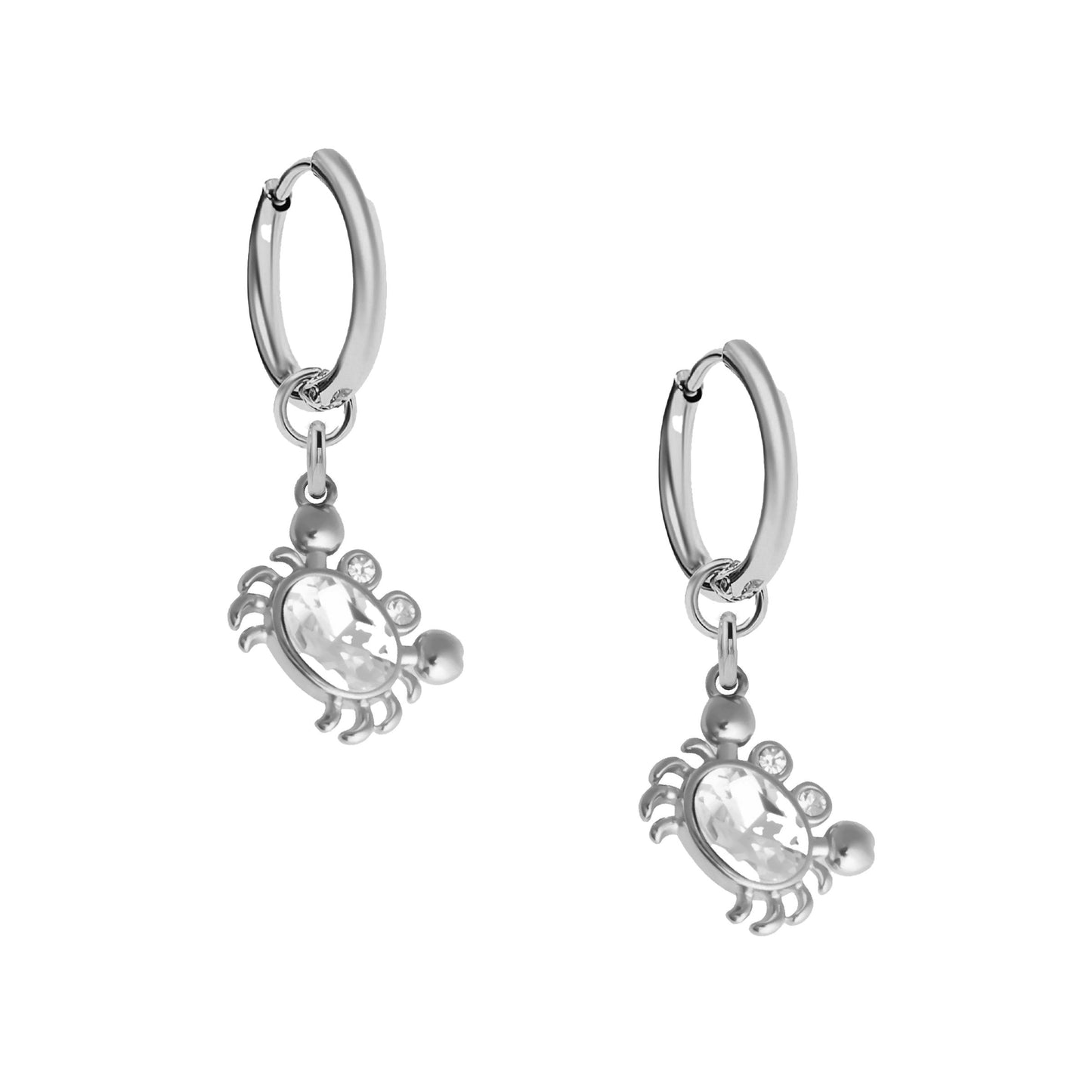 Crabby Crystal Hoop Earrings Robyn Canady Silver