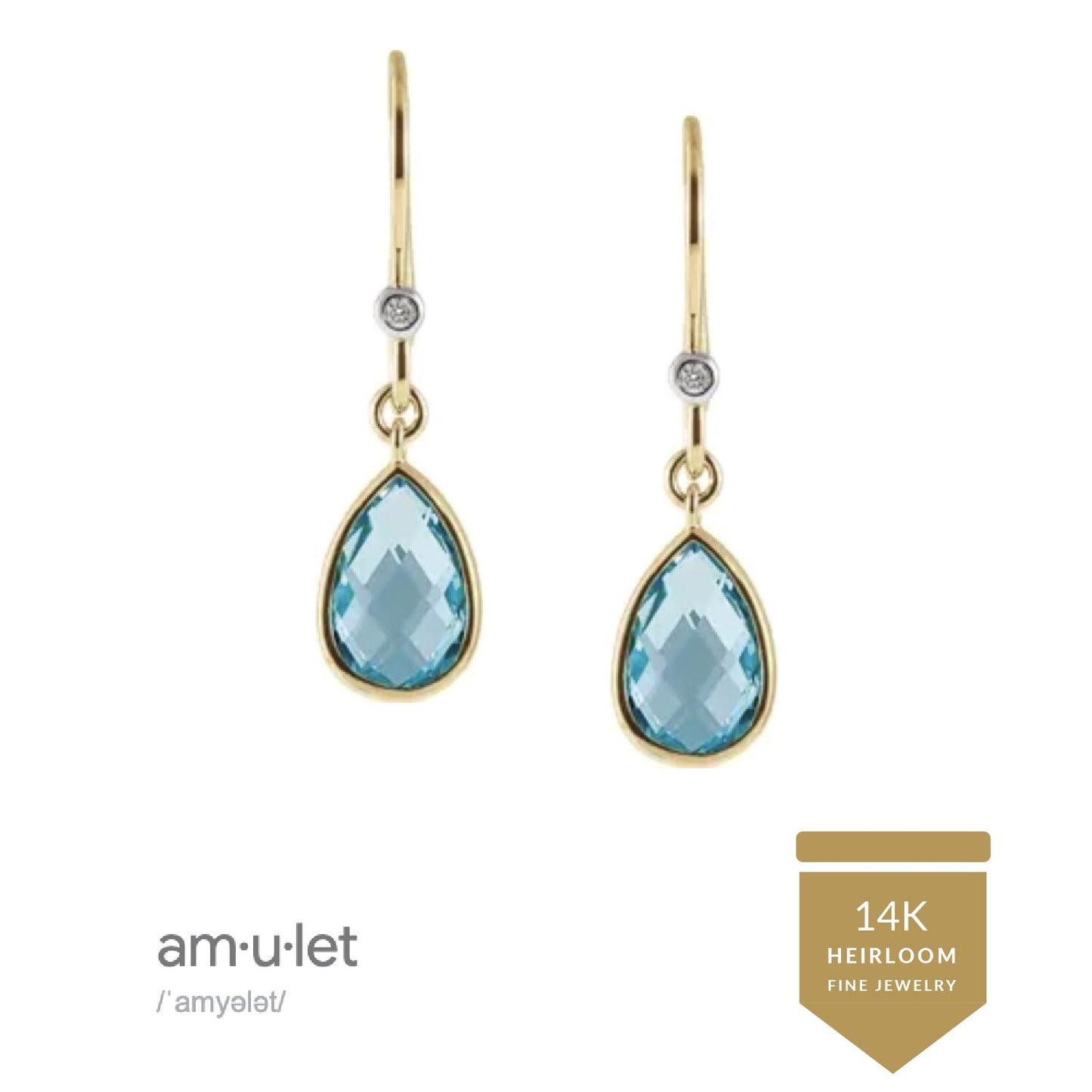 14K Swiss Blue Topaz + Diamond Teardrop Earrings Robyn Canady
