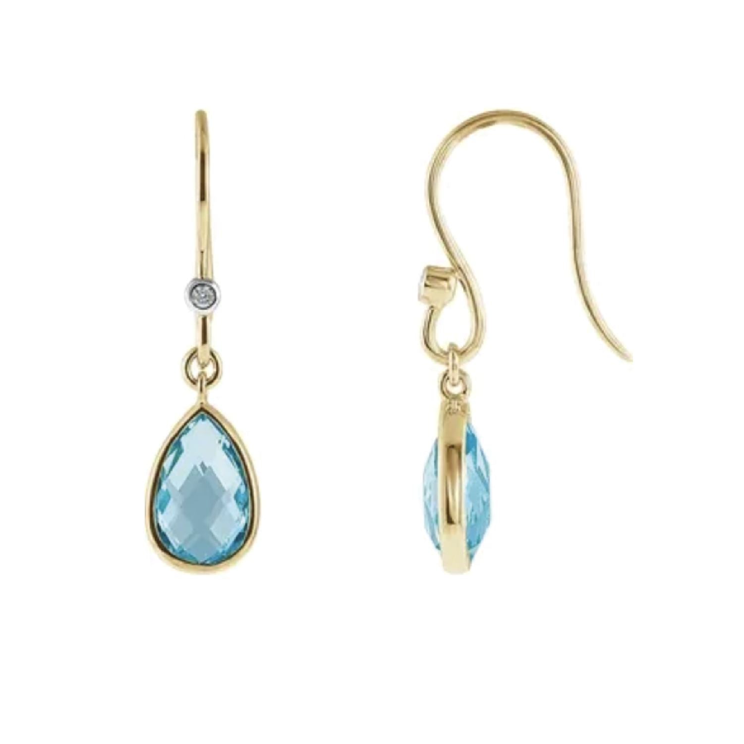 14K Swiss Blue Topaz + Diamond Teardrop Earrings Robyn Canady
