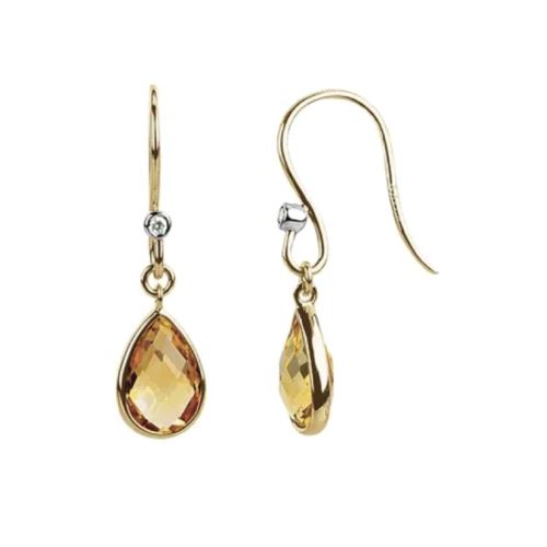 14K Citrine + Diamond Teardrop Earrings Robyn Canady