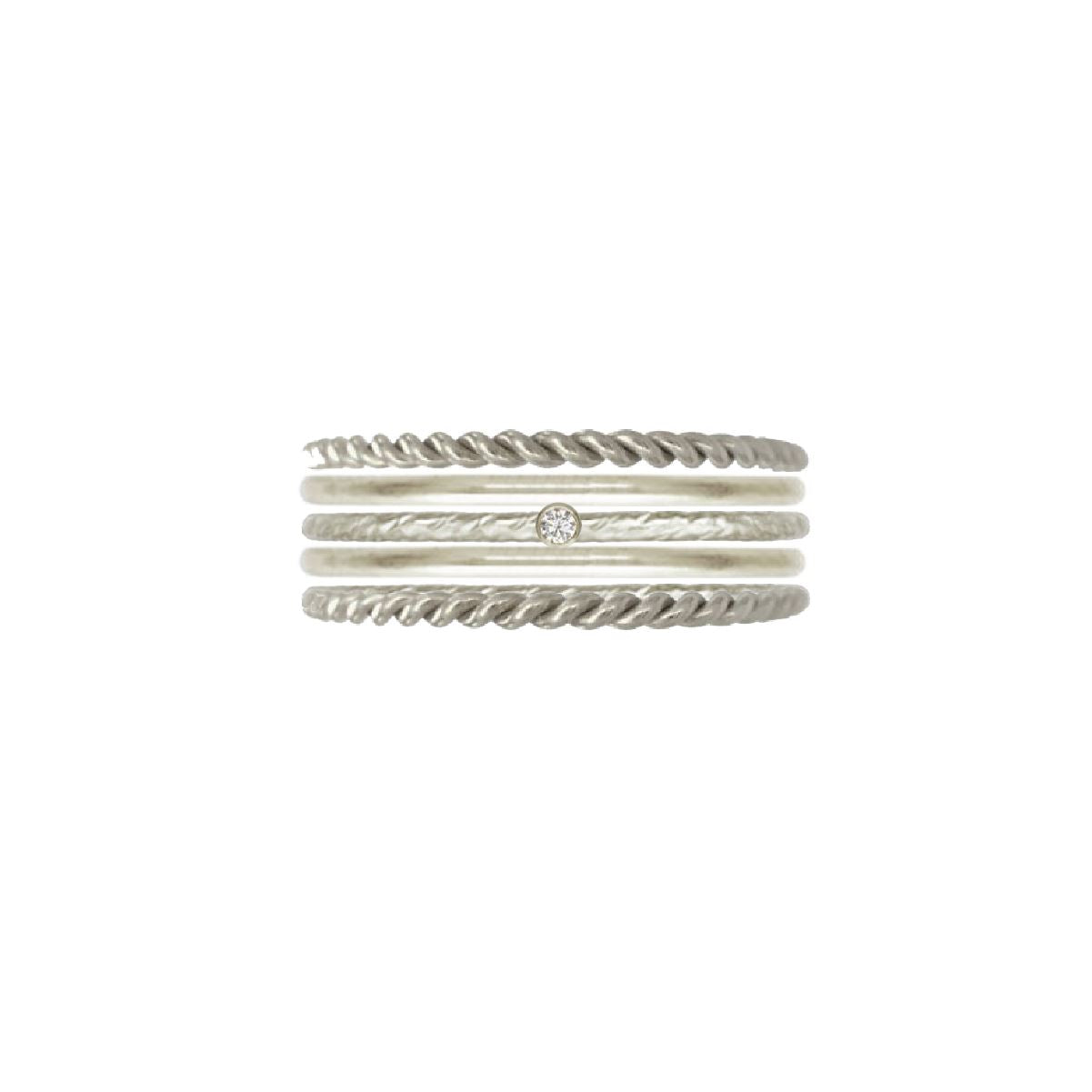 Crystal 5 Ring Stack Robyn Canady 5 Sterling Silver
