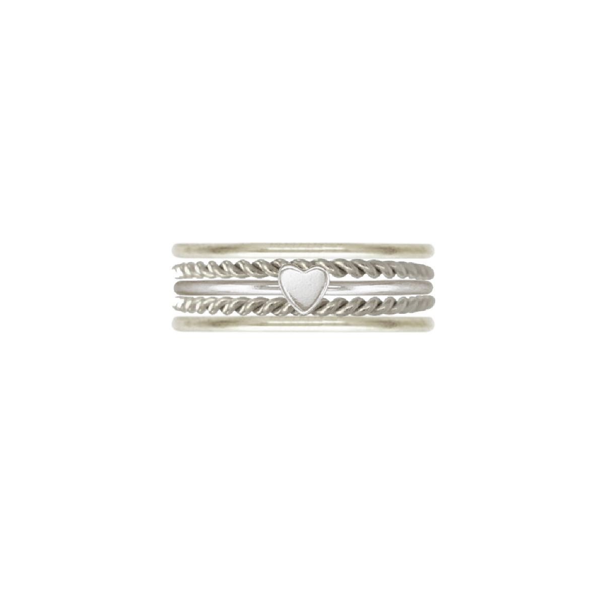 Heart 5 Ring Stack Robyn Canady 5 Sterling Silver
