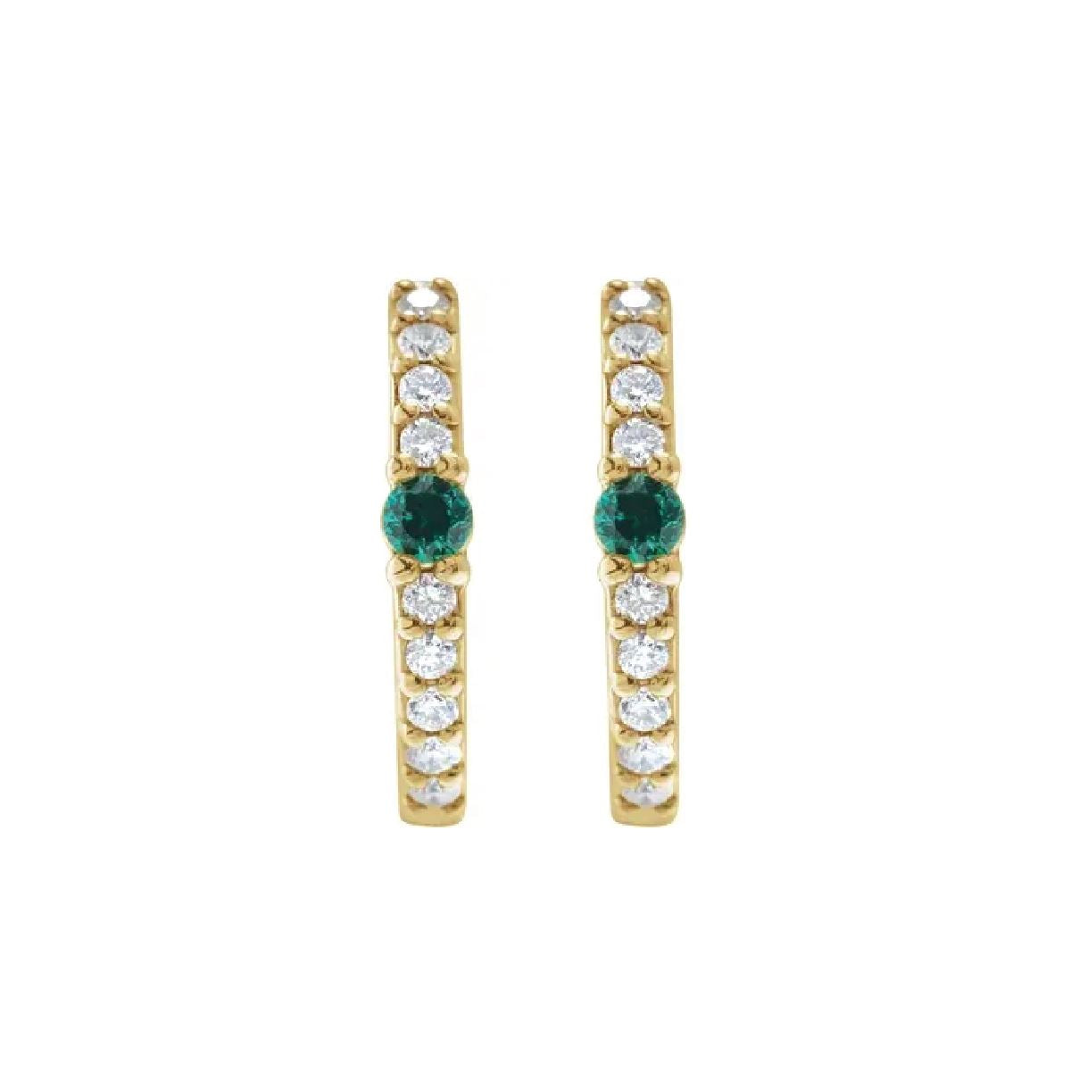 Emerald and Diamond Hoops Earrings Robyn Canady