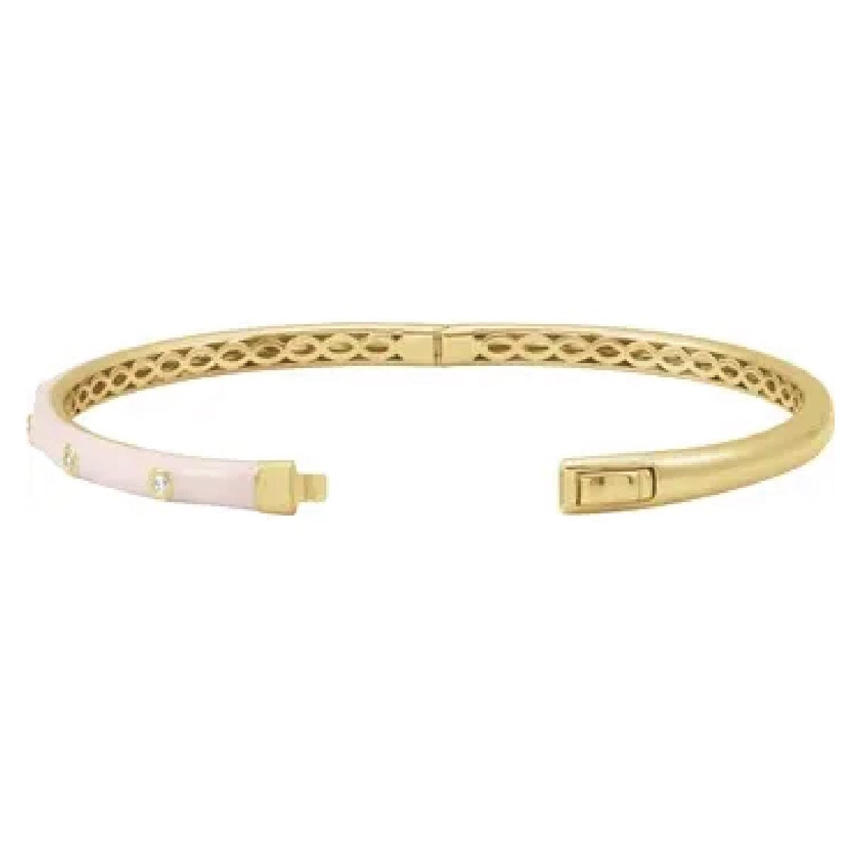 14K Pink Enamel and Diamond Hinged Bangle Bracelet Bracelet Robyn Canady