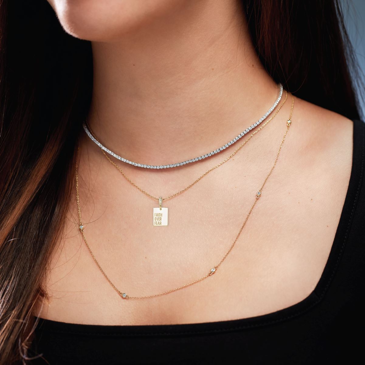 Faith over Fear Diamond Necklace Necklace Robyn Canady