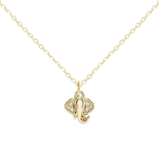14K Diamond Tiny Elephant Necklace Necklace Robyn Canady 14K Gold