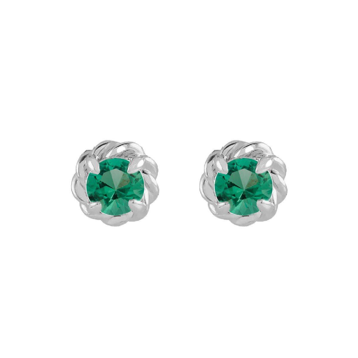14K White Gold Birthstone Earrings Earrings Robyn Canady May - Natural Emerald 