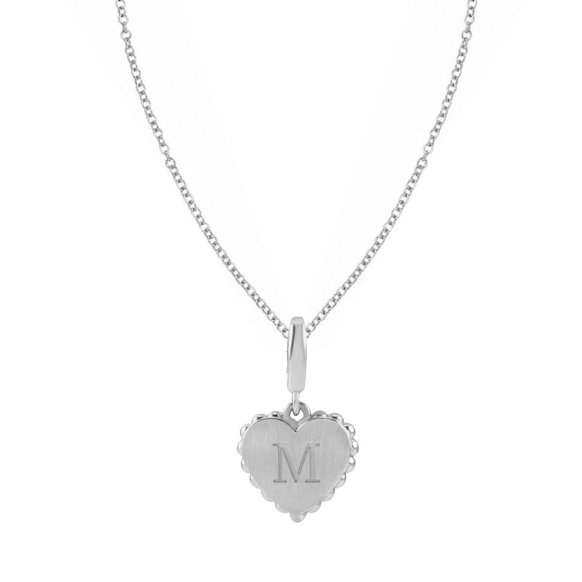 14K White Gold Initial Heart Charm Pendant Necklace Robyn Canady Necklace (Pendant with a 14K Gold Chain) A 