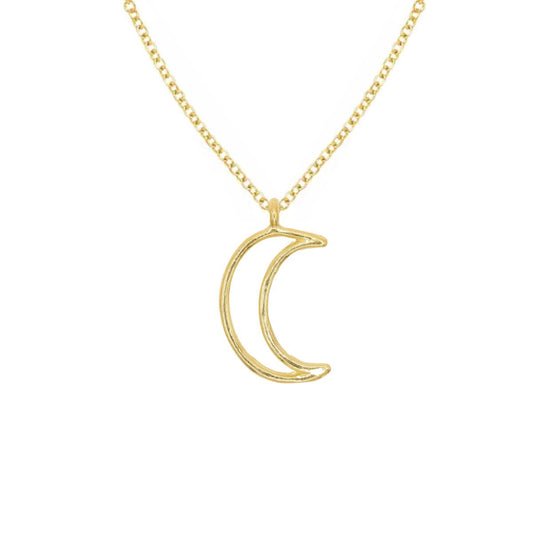 14K Gold Open Moon Charm Necklace Necklace Robyn Canady 14K Gold 