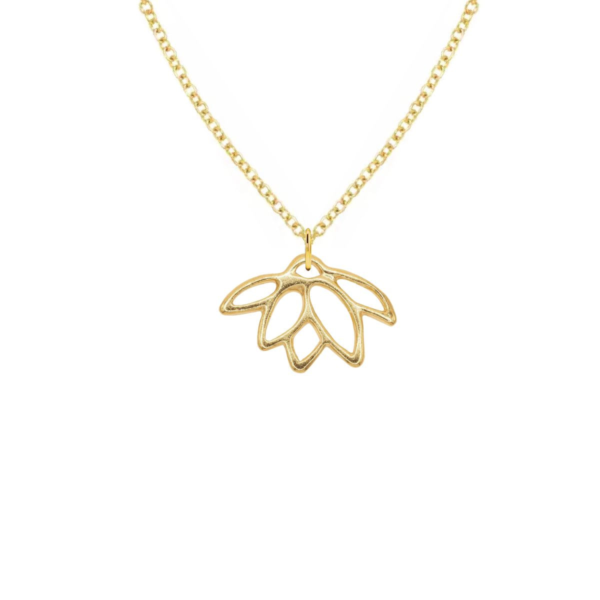 14K Gold Lotus Charm Necklace Necklace Robyn Canady 14K Gold 