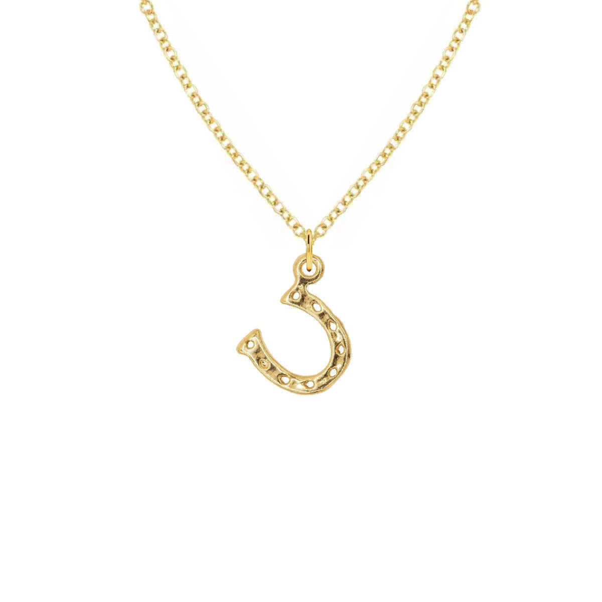 14K Gold Lucky Horseshoe Charm Necklace Necklace Robyn Canady 14K Gold 