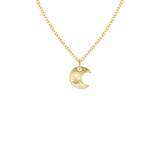 14K Gold Moon and Star Charm Necklace Necklace Robyn Canady 14K Gold 