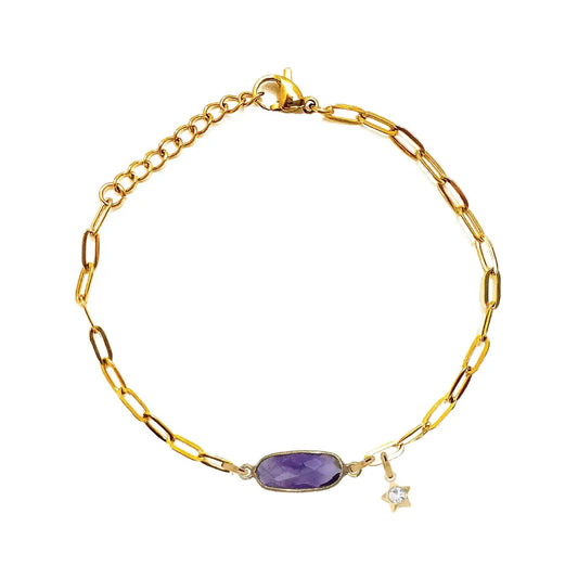 Gemstone Link Bracelet - 7 Gemstone Choices Bracelet Robyn Canady Amethyst 