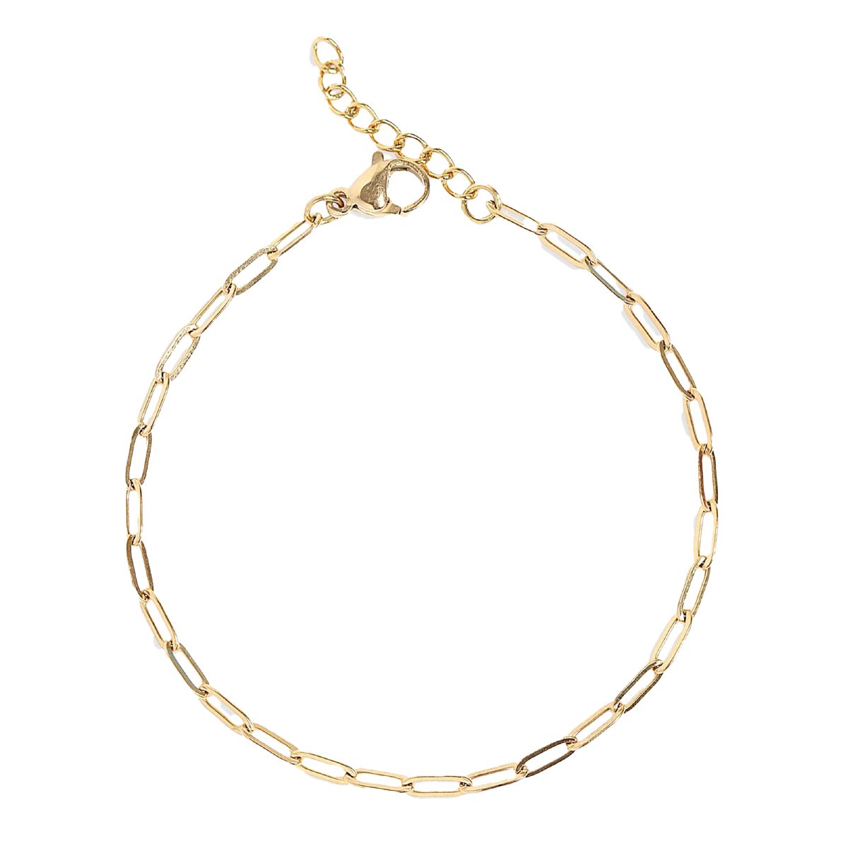 18K Gold Plated, Stainless Steel, PVD Non-Tarnish Coating Paperclip Bracelet Robyn Canady 2.5mm Paperclip Chain 