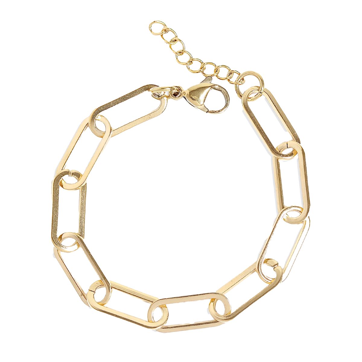 18K Gold Plated, Stainless Steel, PVD Non-Tarnish Coating Paperclip Bracelet Robyn Canady 6.5mm Paperclip Chain 