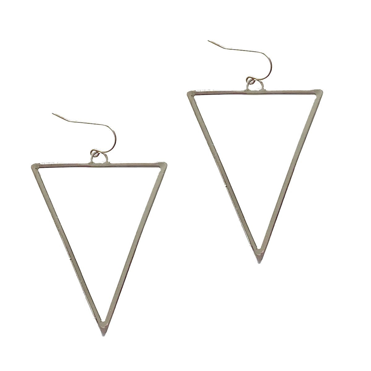 Shiny Silver Triangle Drop Earrings Earrings Robyn Canady 