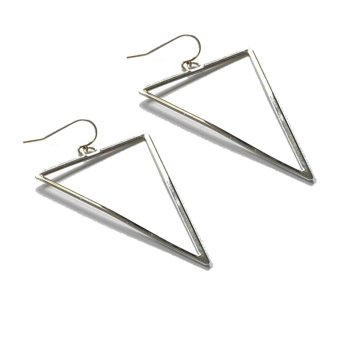 Shiny Silver Triangle Drop Earrings Earrings Robyn Canady 