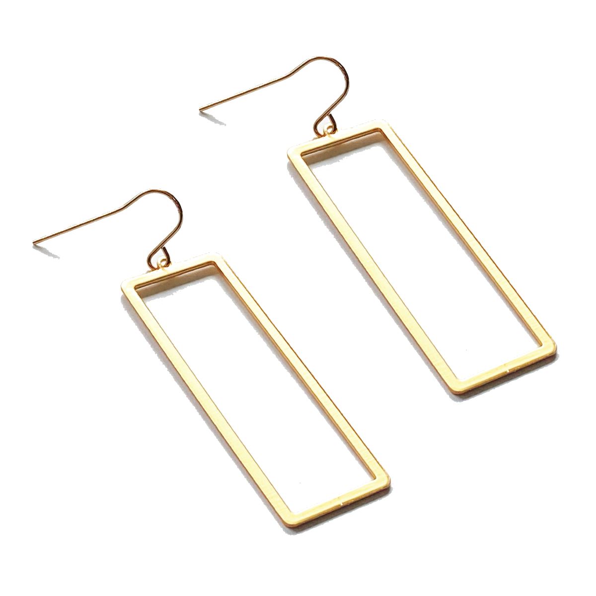 Large Matte Gold Rectangle Drop Earrings Earrings Robyn Canady 