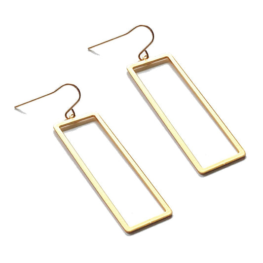 Large Matte Gold Rectangle Drop Earrings Earrings Robyn Canady 