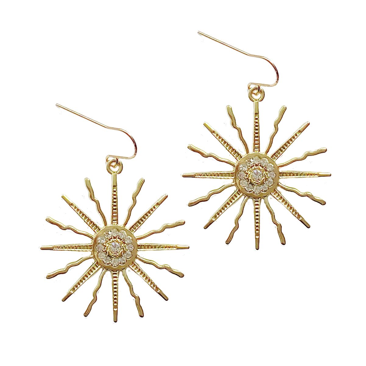 Sunburst Sparkle Gold Drop Earrings Earrings Robyn Canady 