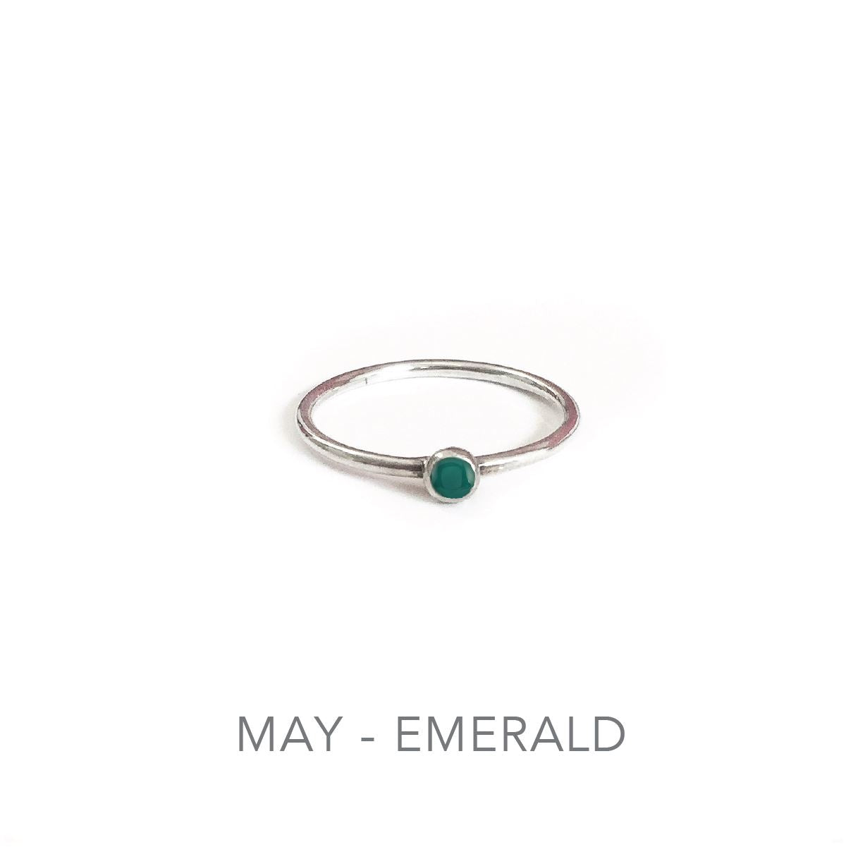 Tiny Birthstone Stacking Ring - Sterling Silver Robyn Canady 