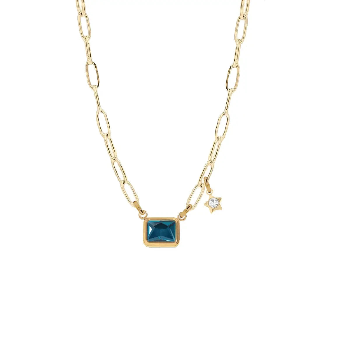 7 Fall Colors - Emerald Cut Paperclip Chain Necklace Necklace Robyn Canady Teal 