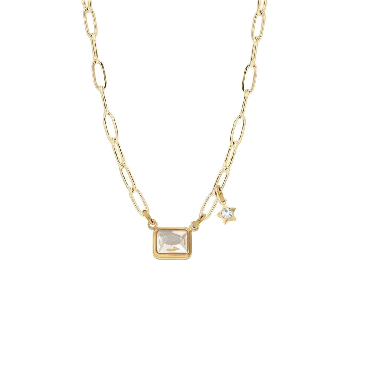 7 Fall Colors - Emerald Cut Paperclip Chain Necklace Necklace Robyn Canady Clear 