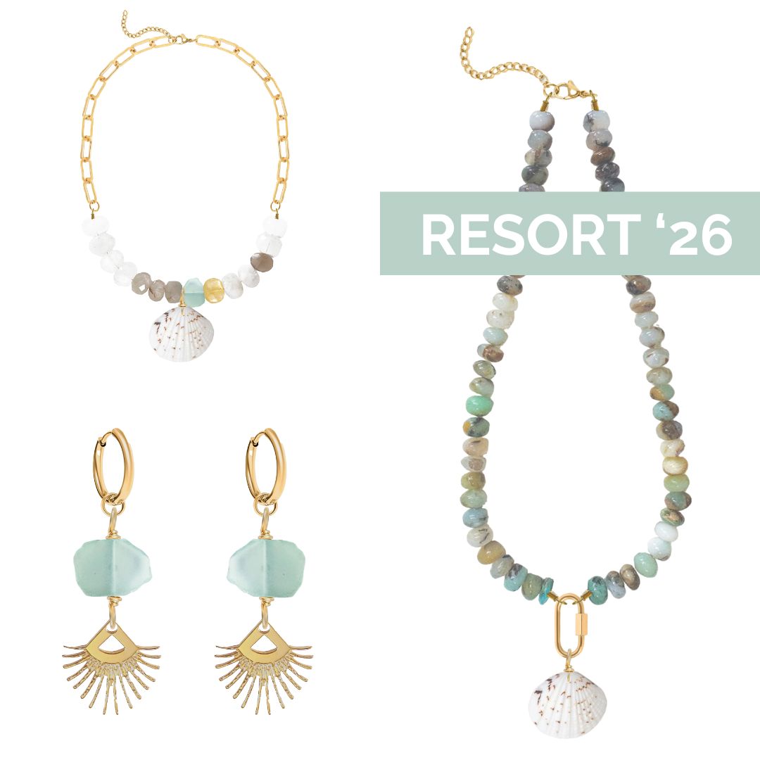 Aqua Chalcedony Statement Necklace with Large Shell Pendant Robyn Canady 