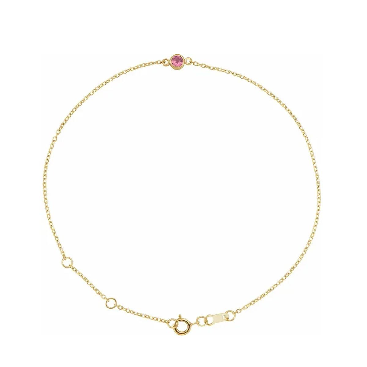 14K Gold Tiny Birthstone Bracelet Bracelet Robyn Canady October - Natural Pink Tourmaline 