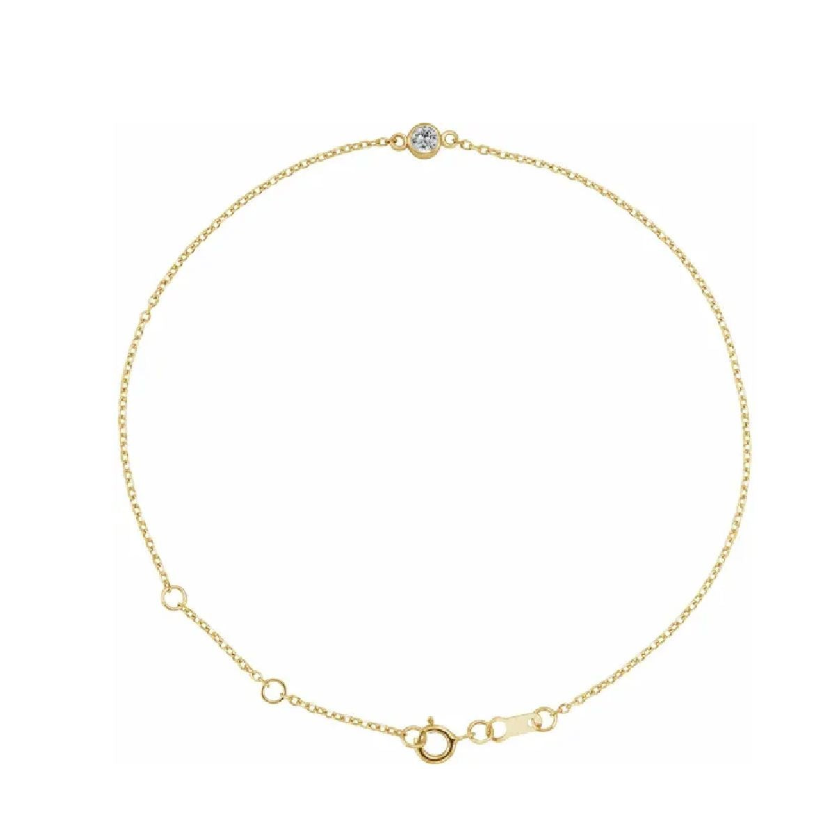 14K Gold Tiny Birthstone Bracelet Bracelet Robyn Canady April - Natural Diamond 