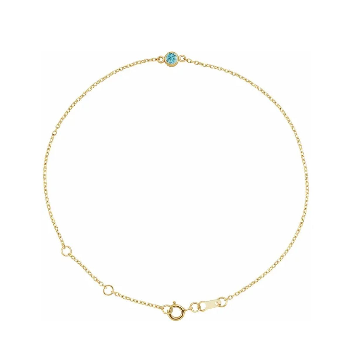 14K Gold Tiny Birthstone Bracelet Bracelet Robyn Canady December - Natural Zircon 