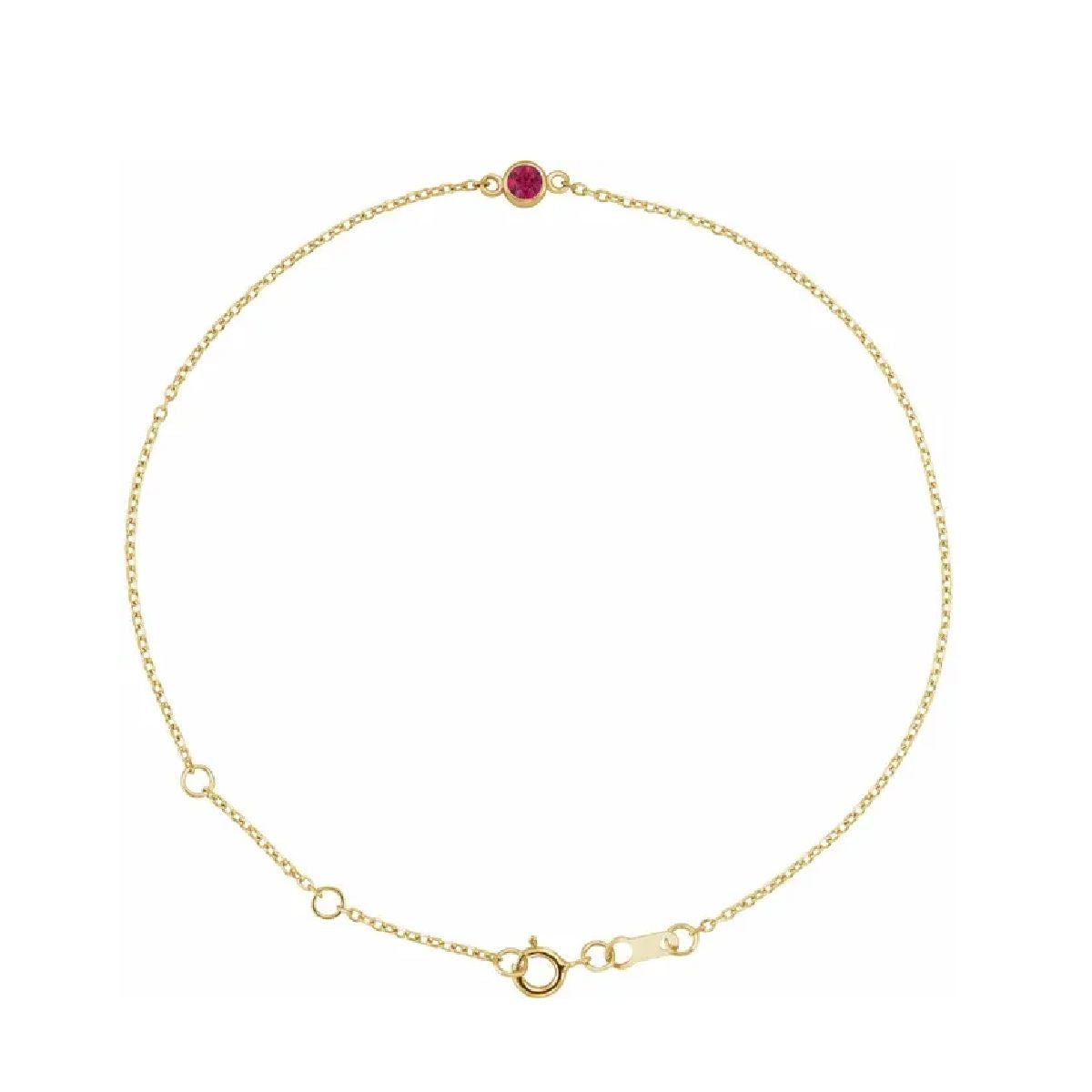 14K Gold Tiny Birthstone Bracelet Bracelet Robyn Canady July - Natural Ruby 