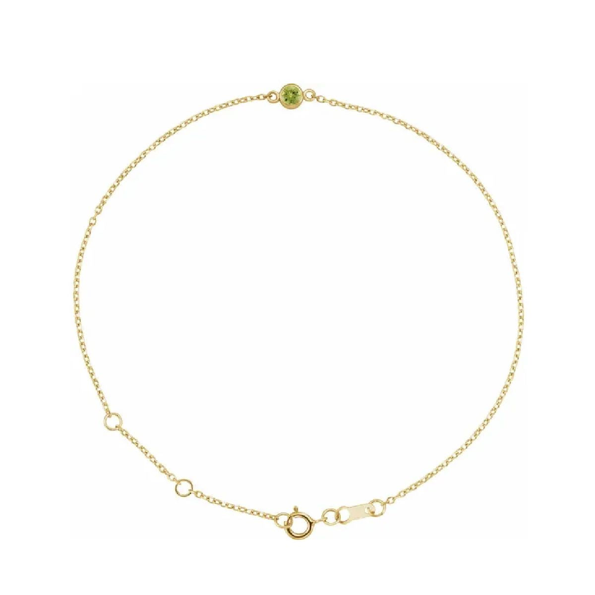 14K Gold Tiny Birthstone Bracelet Bracelet Robyn Canady August - Natural Peridot 