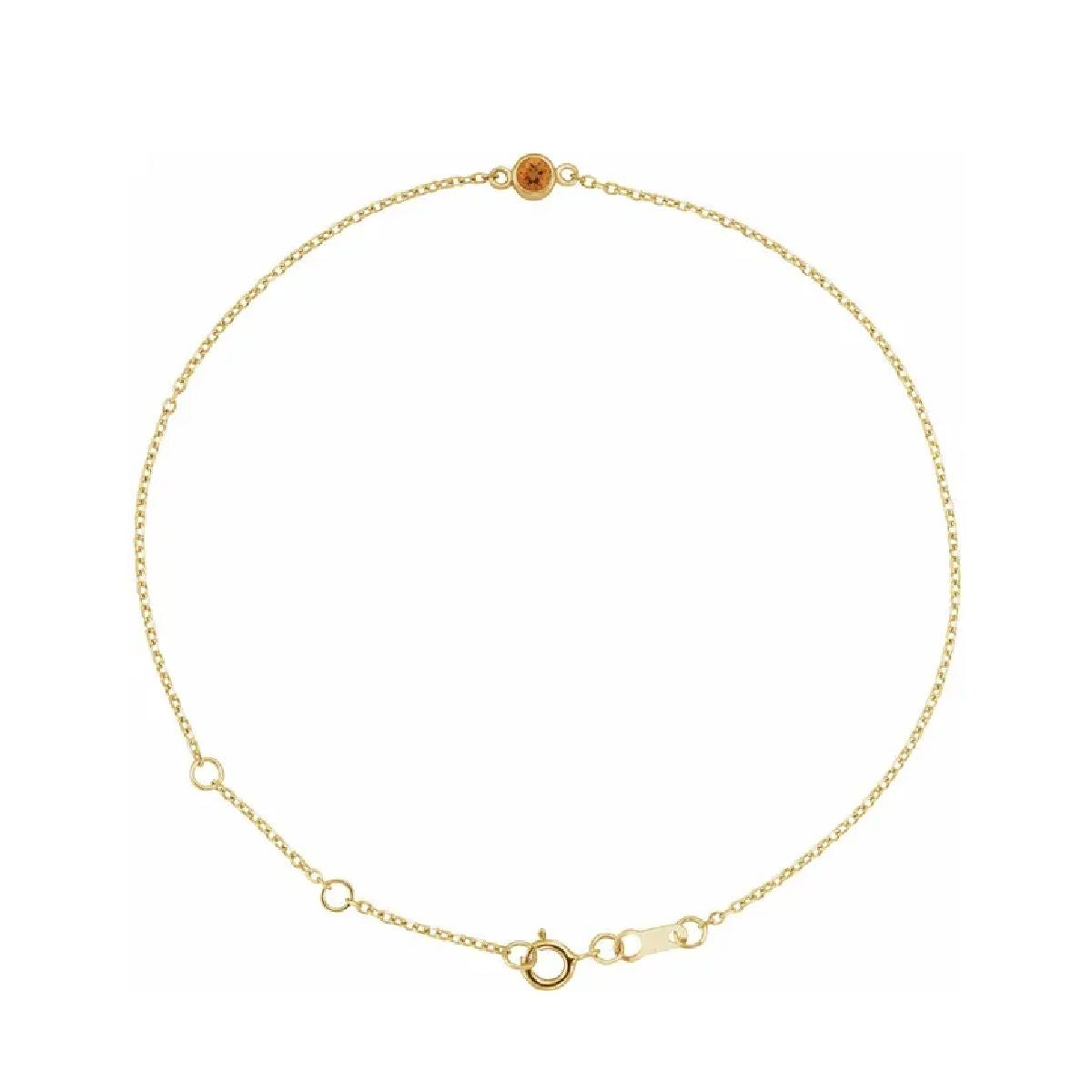 14K Gold Tiny Birthstone Bracelet Bracelet Robyn Canady November - Natural Citrine 