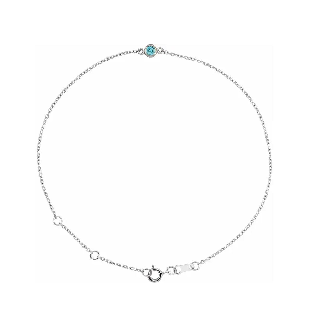 14K White Gold Tiny Birthstone Bracelet Bracelet Robyn Canady December - Natural Zircon 