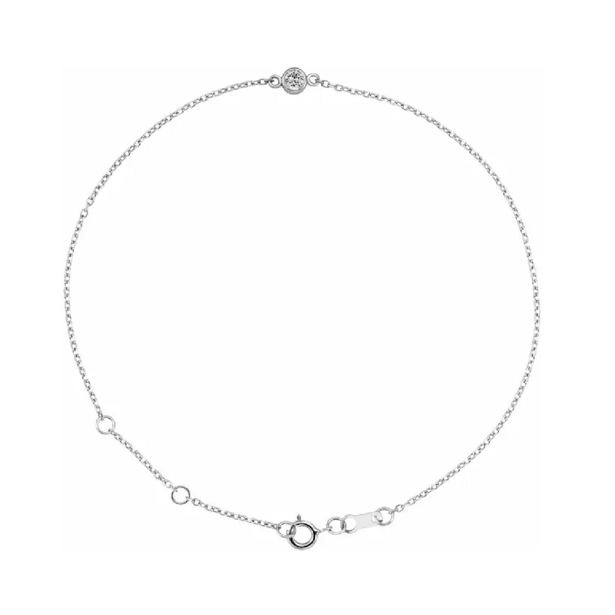 14K White Gold Tiny Birthstone Bracelet Bracelet Robyn Canady April - Natural Diamond 