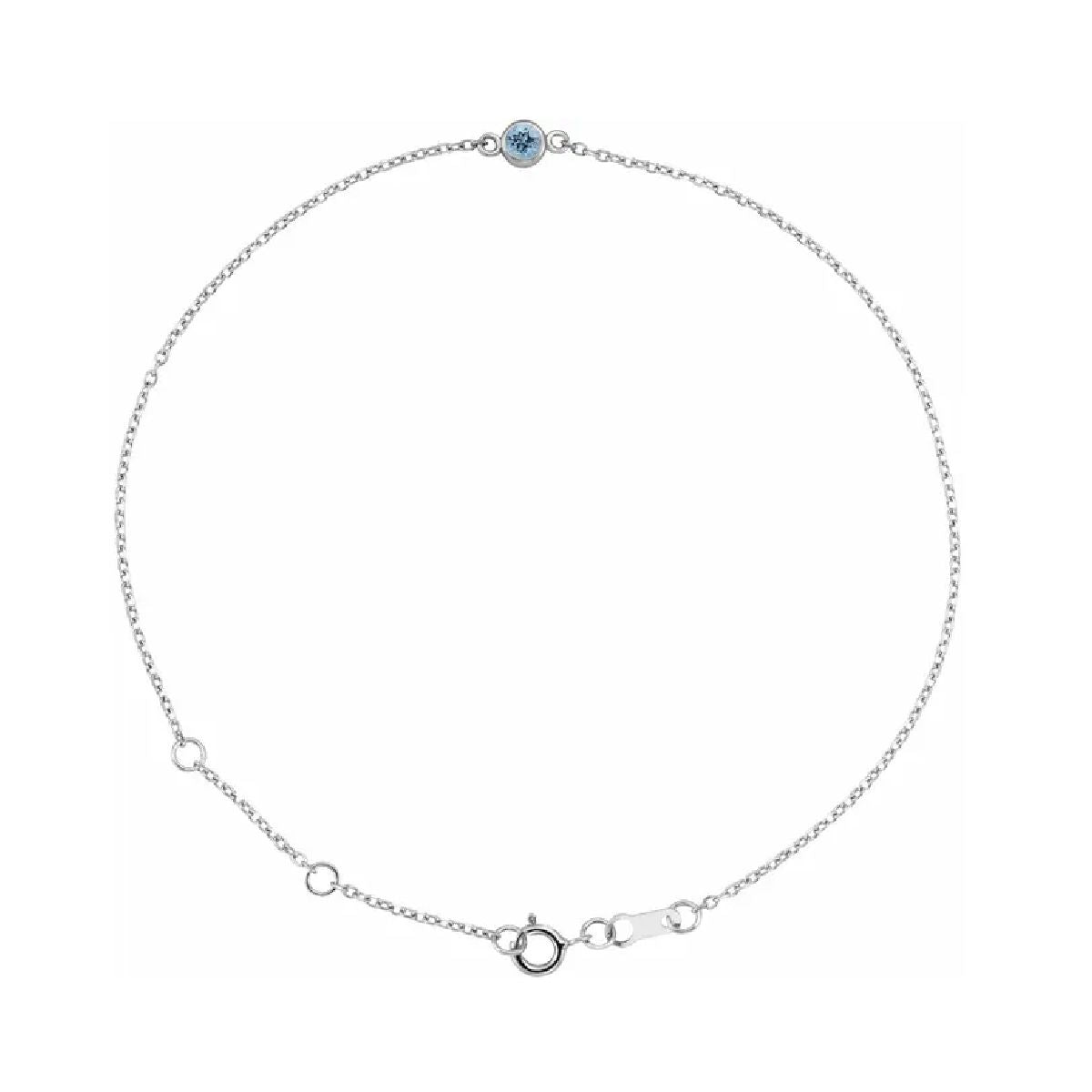 Sterling Silver Tiny Birthstone Bracelet Bracelet Robyn Canady March - Natural Aquamarine 