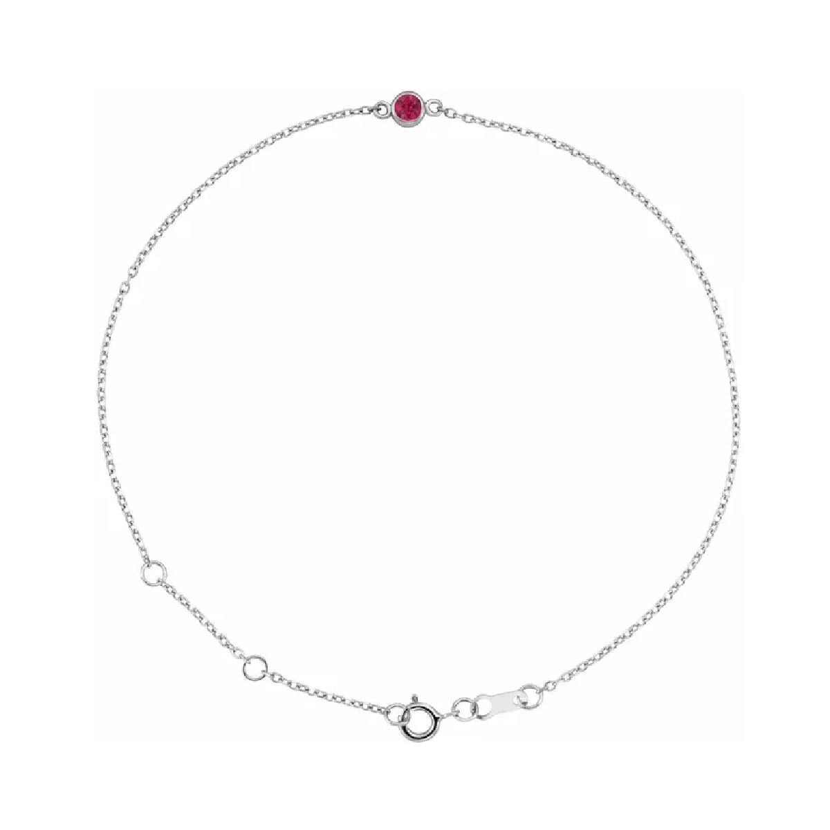 Sterling Silver Tiny Birthstone Bracelet Bracelet Robyn Canady July - Lab Grown Ruby 