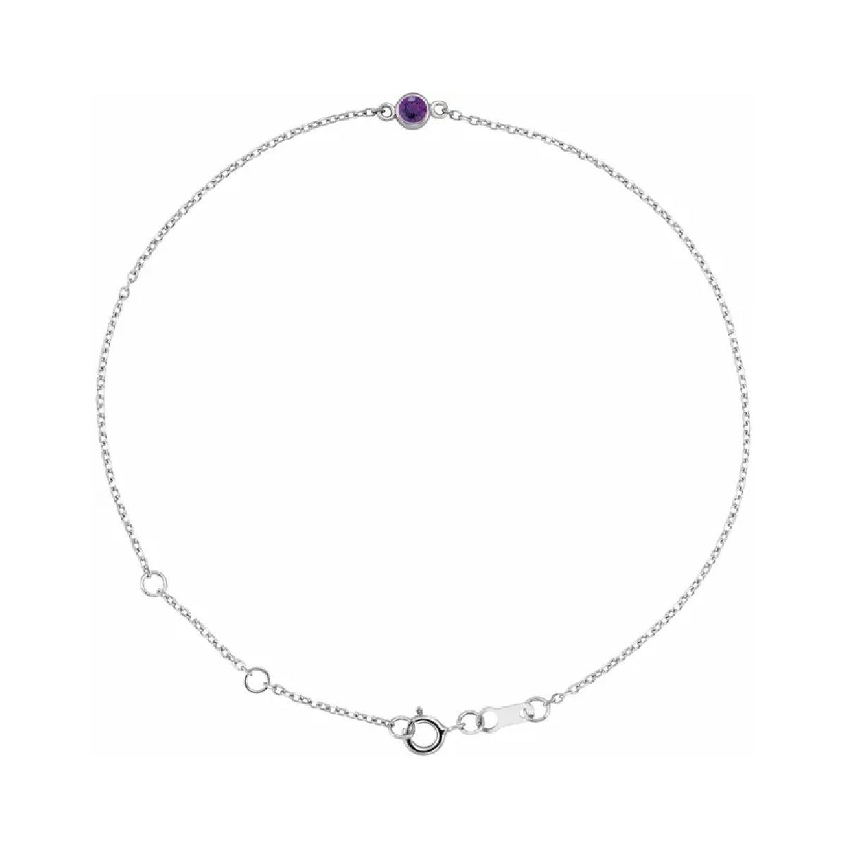 14K White Gold Tiny Birthstone Bracelet Bracelet Robyn Canady February - Natural Amethyst 