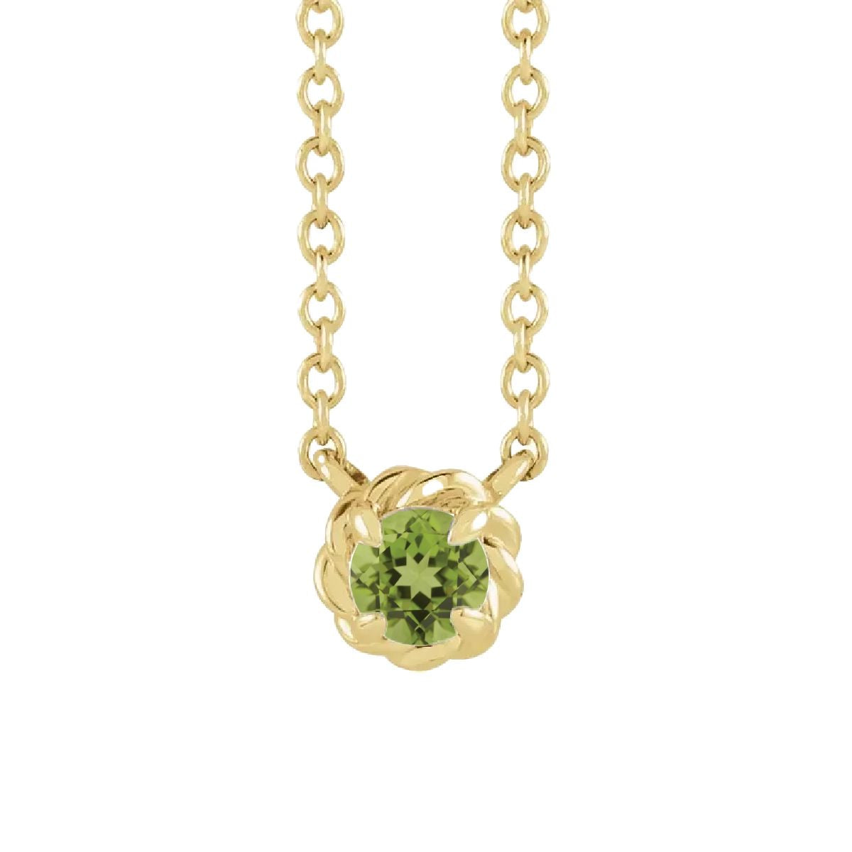 14K Gold Tiny Birthstone Necklace Necklace Robyn Canady August - Natural Peridot 
