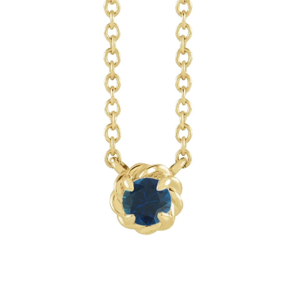 14K Gold Tiny Birthstone Necklace Necklace Robyn Canady September - Natural Blue Sapphire 