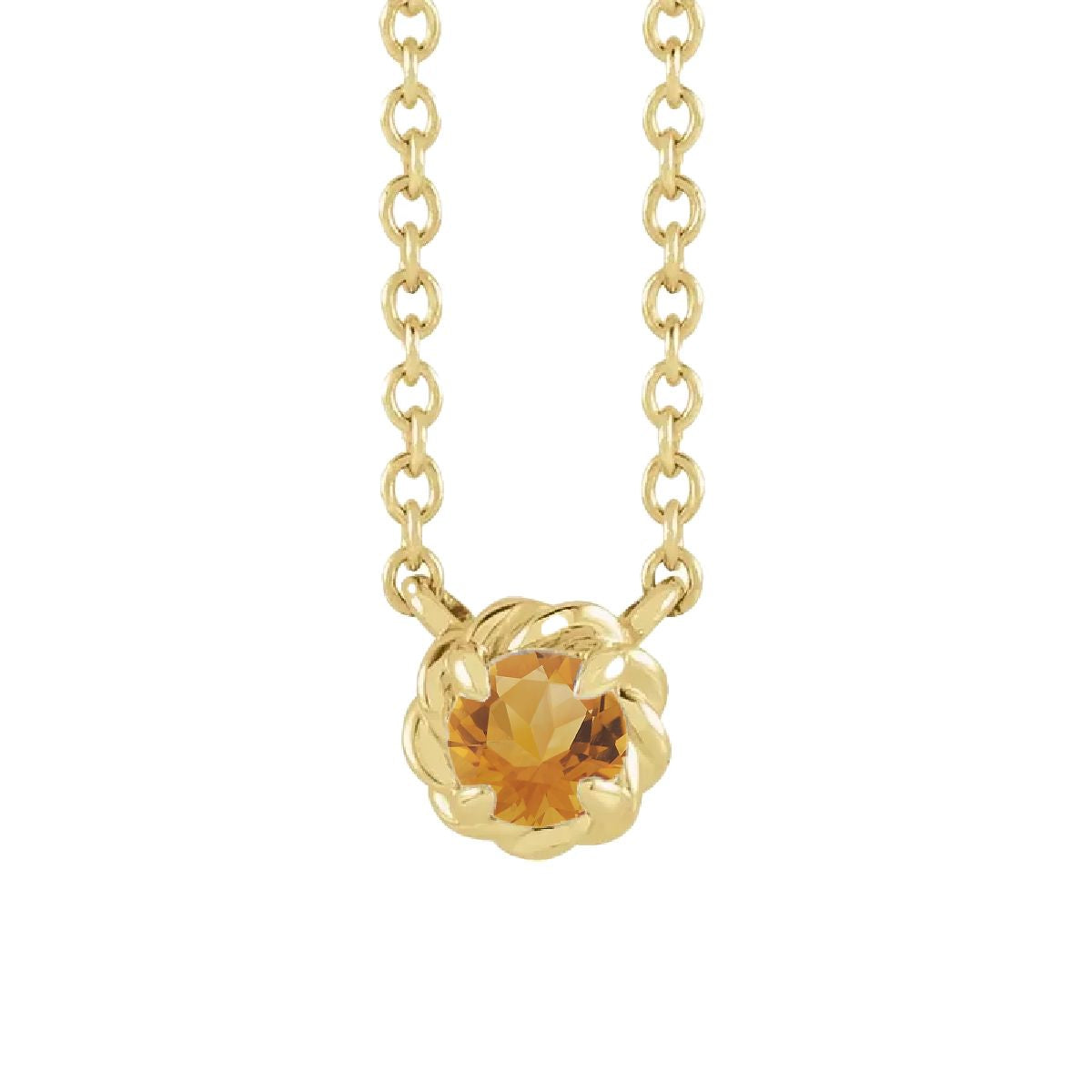 14K Gold Tiny Birthstone Necklace Necklace Robyn Canady November - Natural Citrine 
